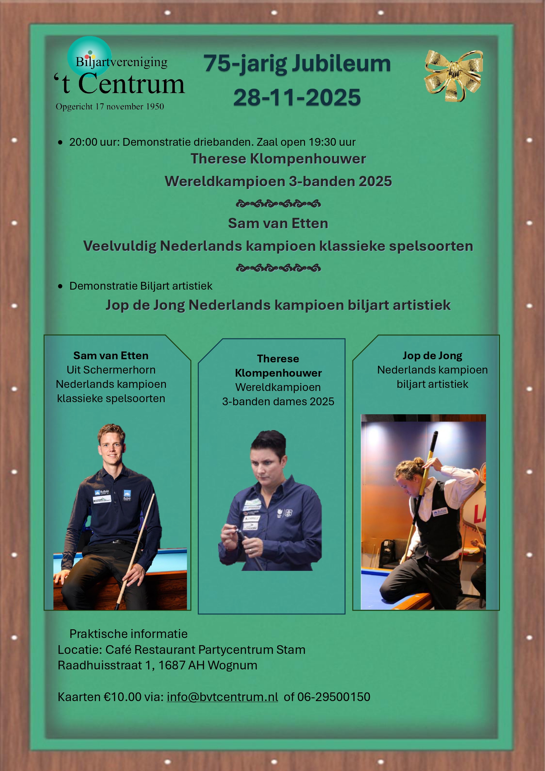 Poster 75-jarig Jublileum bv 't Centrum - Demonstraties